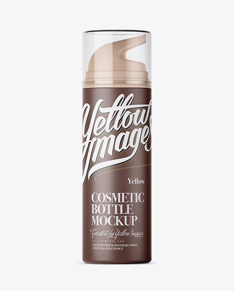 Matte Cream Bottle with Transparent Cap Mockup - Front View
