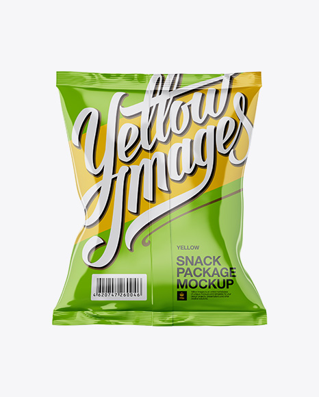 Glossy Snack Bag Mockup - Back View