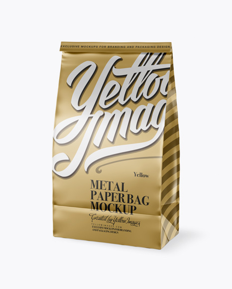 Metal Paper Bag Mockup - Half Side View