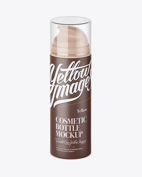 Matte Cream Bottle with Transparent Cap Mockup - Half-Side View (High-Angle Shot)