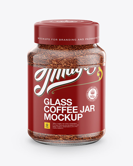 200g Instant Coffee Glass Jar Mockup - Front View (High Angle)