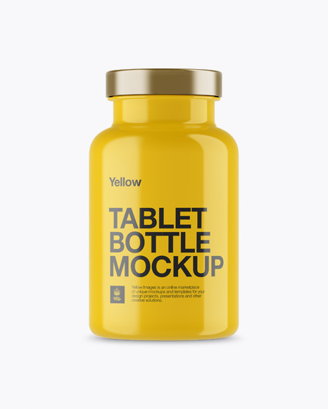 Glossy Pills Bottle With Metal Cap Mockup