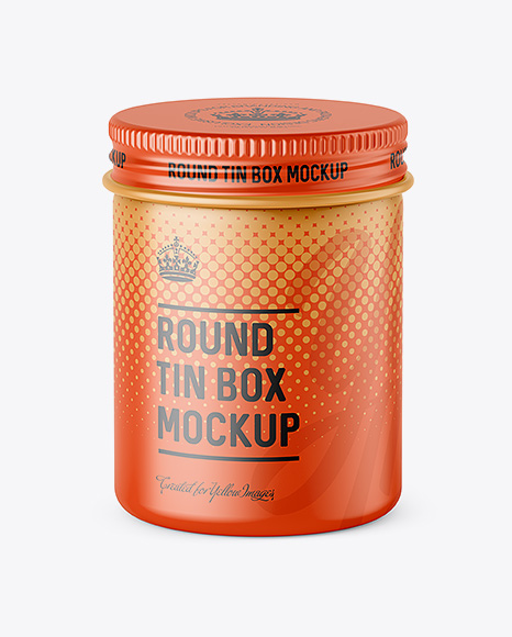 100ml Round Tin Box with Matte Finish Mockup - High-Angle Shot