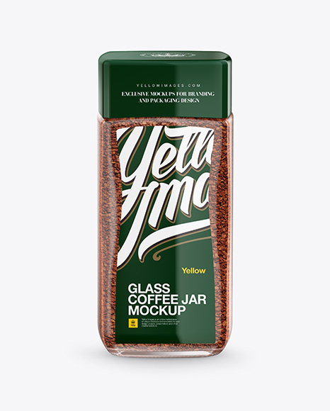 Instant Coffee Glass Jar Mockup - Front View (High-Angle Shot)