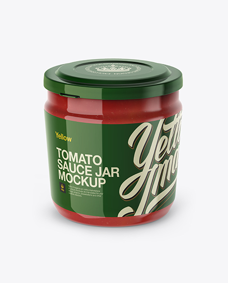 Plastic Jar With Tomato Sauce Mockup (High-Angle Shot)