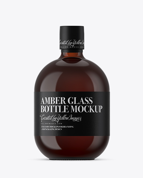 Amber Glass Rum Bottle Mockup
