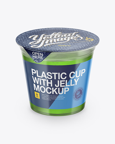 Clear Plastic Cup with Jelly Mockup - Half Side View (High Angle Shot)