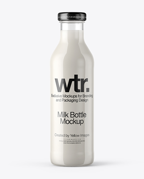 Clear Glass Milk Bottle Mockup