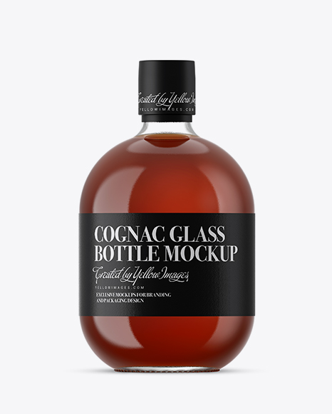 Clear Glass Bottle With Cognac Mockup