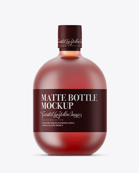 Frosted Glass Bottle With Pink Liquor Mockup