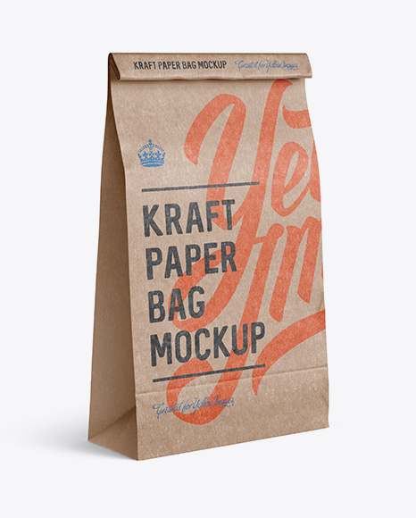 Kraft Paper Food/Snack Bag Mockup - Halfside View