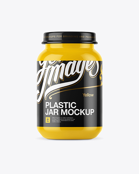 Glossy Jar With Baby Food Mockup - Front View