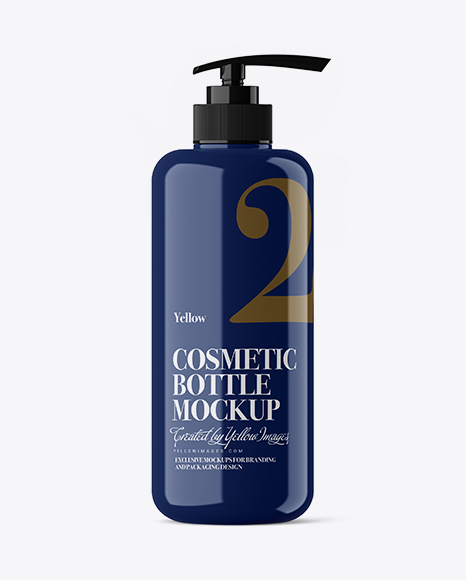 Glossy Cosmetic Bottle with Batcher Mockup