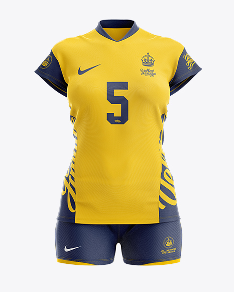 Women’s Volleyball Kit with V-Neck Jersey Mockup - Front View