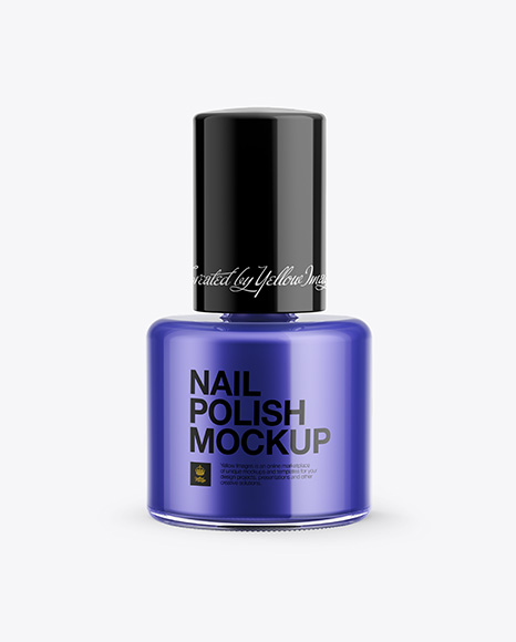 Nail Polish Bottle with Glossy Cap Mockup - Front View
