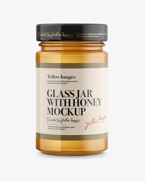Glass Jar with Honey Mockup - Front View