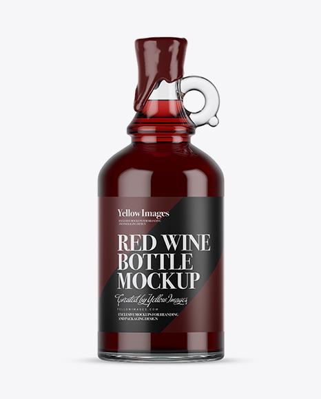 Red Wine Glass Bottle With Handle & Wax Top Mockup