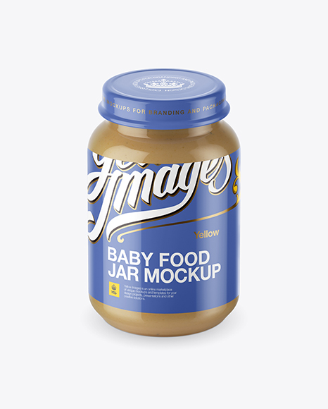 Baby Food Apple Puree Jar Mockup - High-Angle Shot