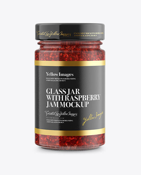 Glass Jar with Raspberry Jam Mockup - Front View
