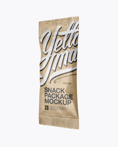 Kraft Snack Package Mockup - Half Side View