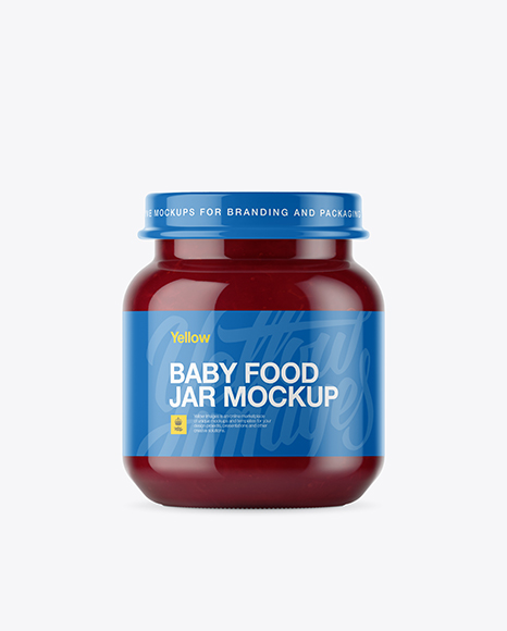 Baby Food Plum Puree Small Jar Mockup - Front View