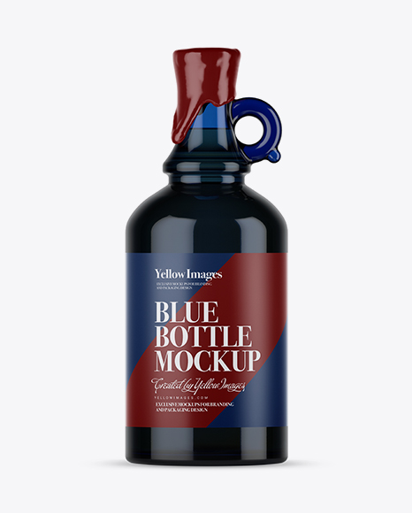 Blue Glass Bottle With Handle & Wax Top Mockup