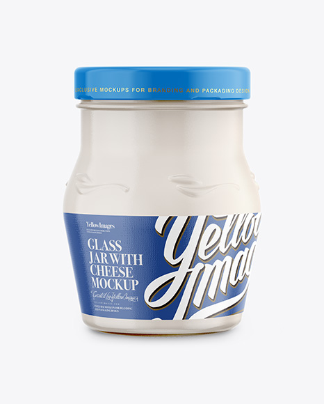 500g Glass Jar with Cheese Mockup - Front View