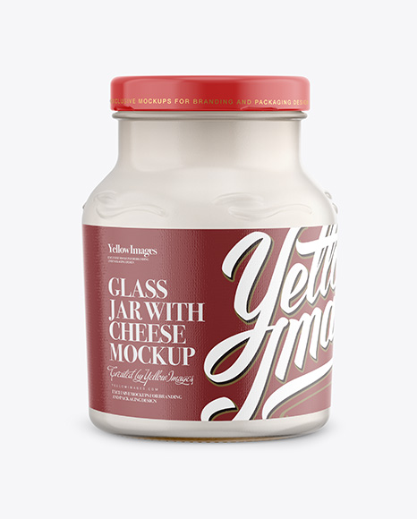 Glass Jar 900g with Cheese Mockup - Front View