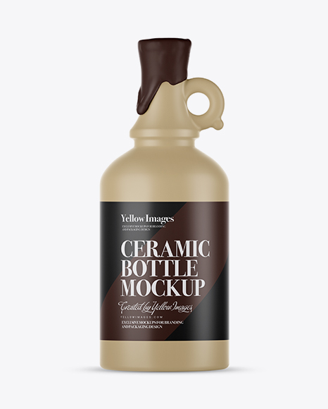 Matte Ceramic Bottle With Handle & Wax Top Mockup