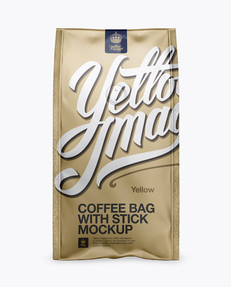 Matte Metallic Coffee Bag With Valve Mockup - Front View