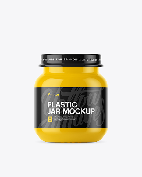 Glossy Small Jar With Baby Food Mockup - Front View