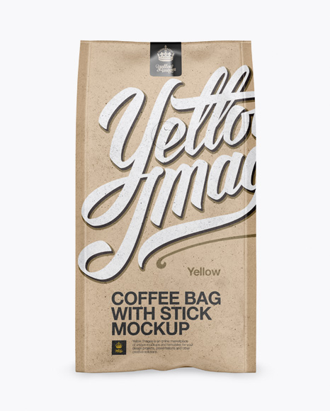 Kraft Paper Coffee Bag With Valve Mockup - Front View