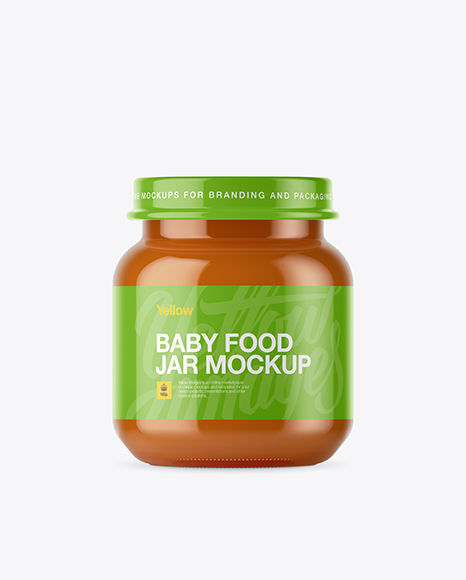 Baby Food Carrot Puree Small Jar Mockup - Front View