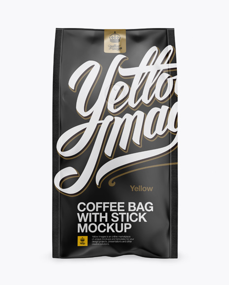 Matte Coffee Bag With Valve Mockup - Front View