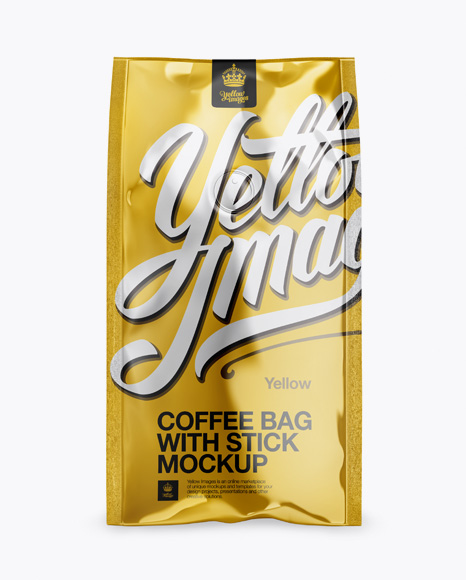 Metallic Coffee Bag With Valve Mockup - Front View