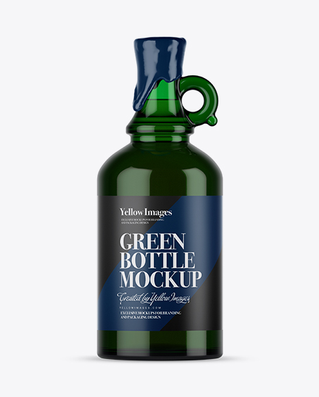 Green Glass Bottle With Handle & Wax Top Mockup