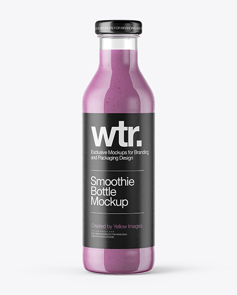 Clear Glass Bottle with Blueberry Smoothie Mockup