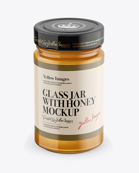 Glass Jar with Honey Mockup - Front View (High Angle Shot)