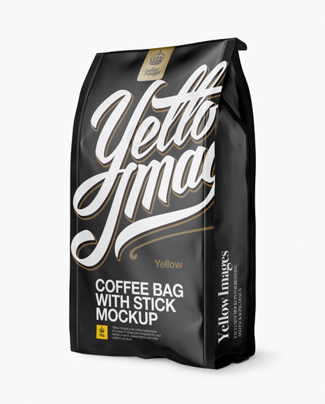 Matte Coffee Bag With Valve Mockup - Half Side View