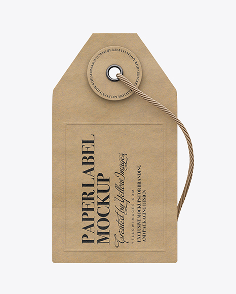 Kraft Paper Label With String Mockup - Front View
