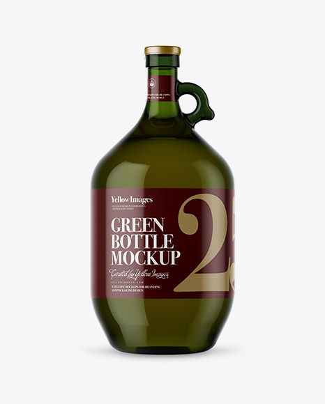 3L Green Glass Oil Bottle With Handle Mockup
