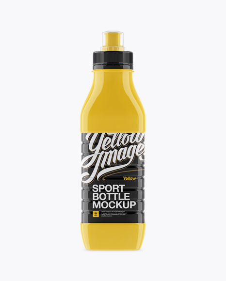 Glossy PET Bottle With Sport Cap Mockup