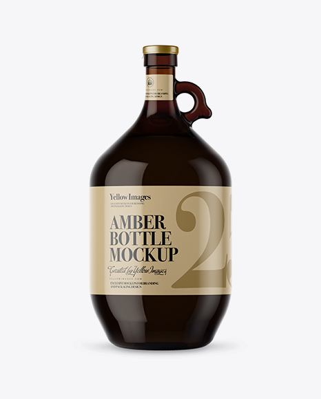 3L Amber Glass Dark Drink Bottle With Handle Mockup