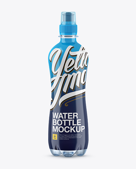 500ml Blue PET Bottle With Sport Cap Mockup
