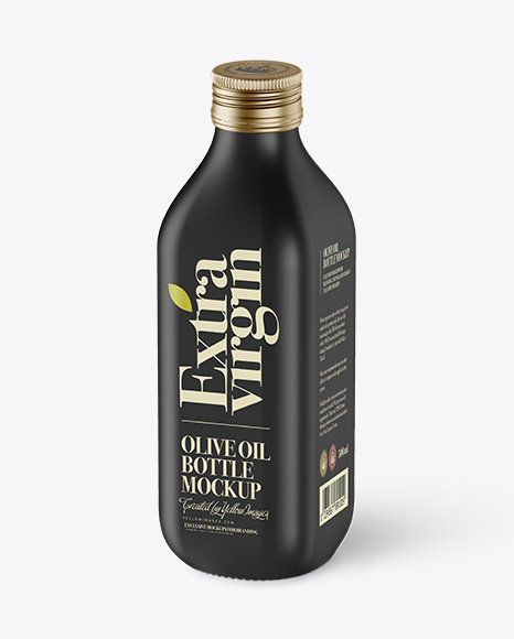0.5L Black Matte Olive Oil Bottle Mockup - Halfside view (High-Angle)