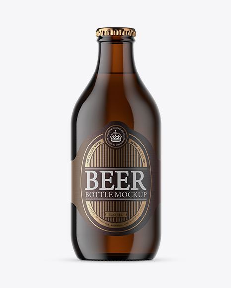 Amber Glass Beer Bottle Mockup