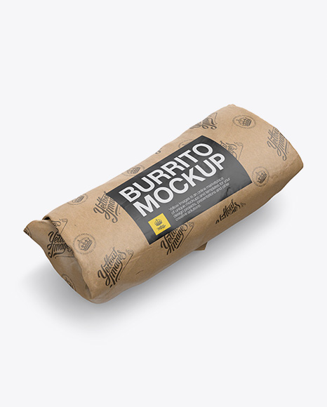 Kraft Burrito Wrapper Mockup - Halfside View