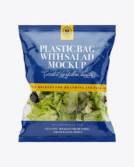 Clear Plastic Bag With Salad Mockup
