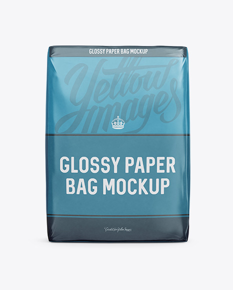 Glossy Paper Bag Mockup - Front View