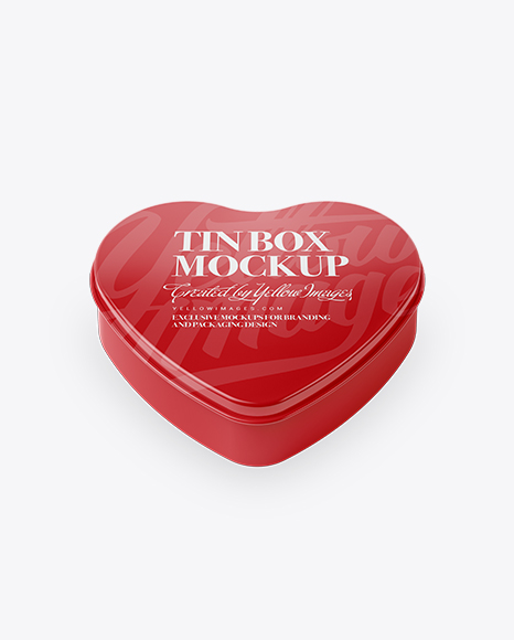 Heart Shape Glossy Tin Box Mockup (High-Angle Shot)